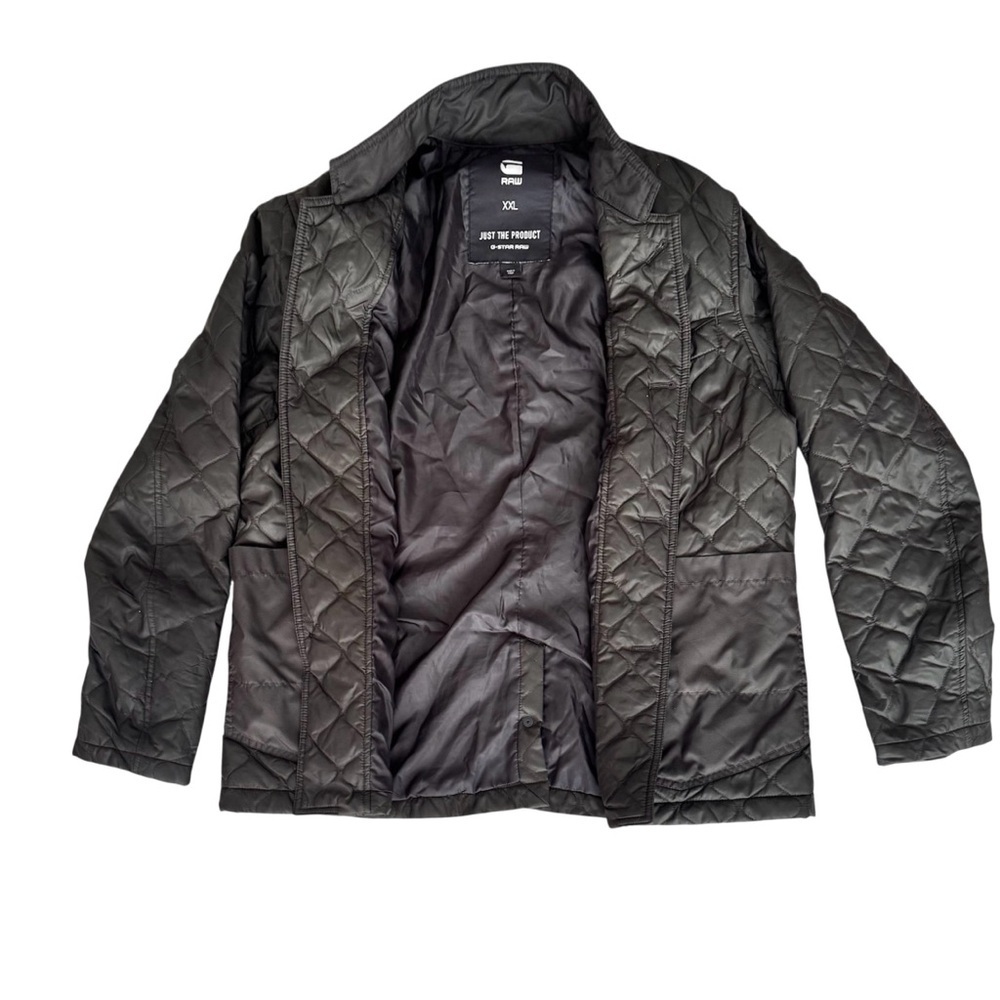 Vintage G-Star RAW men’s quilted dark green button bomber jacket Sz XXL - Picture 5 of 7